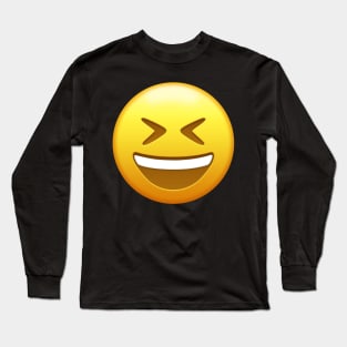 Grinning Squinting Face Emoji | Pop Art Long Sleeve T-Shirt